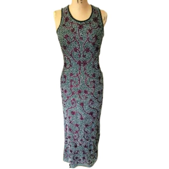 Vintage maxi embroidery and beads fitted dress - Picture 2 of 16
